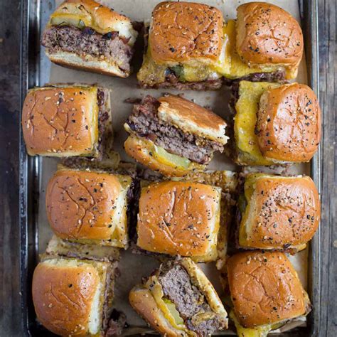 Cheeseburger Slider Recipe Smoked W Caramelized Onions Vindulge
