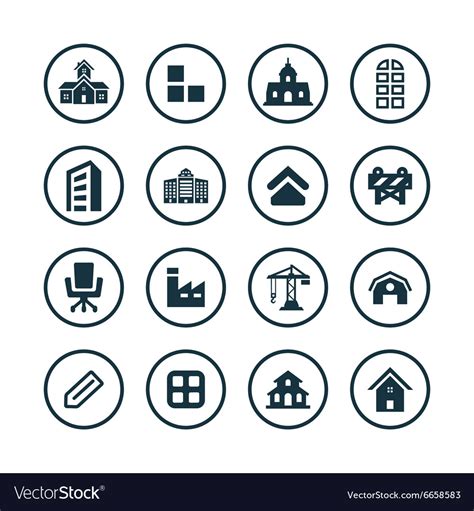 Architecture Icons Universal Set Royalty Free Vector Image