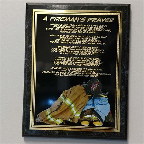 A Firemans Prayer Plaque Made In Michigan
