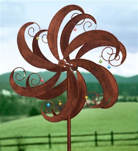 Jingle Scroll Wind Spinner With Bells Decorative Garden Accents