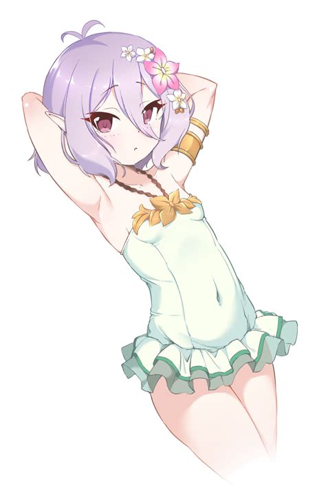 Safebooru 1girl O Absurdres Antenna Hair Armpits Arms Behind Head Arms Up Bangs Bare