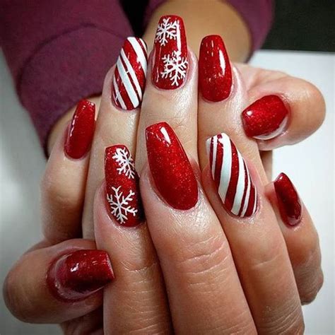 16 Classic And Traditional Easy Red Coffin Christmas Nails Designs Winter Nails Acrylic