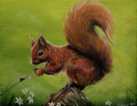 Squirrel Painting By Greg Farrugia Pixels