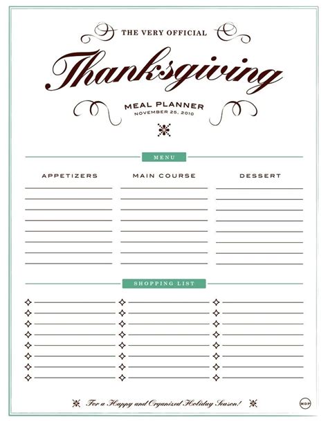 13 Useful Thanksgiving Meal Planners Kitty Baby Love