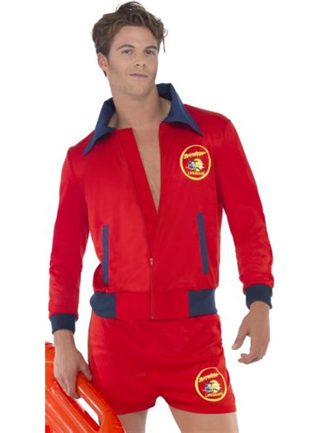 Adults Mens Classic Baywatch Beach Lifeguard Swimsuit Jacket Costume