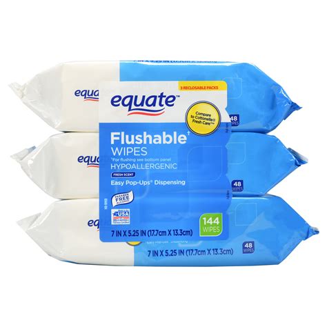 Equate Flushable Wipes Fresh Scent 3 Packs Of 48 Wipes 144 Wipes