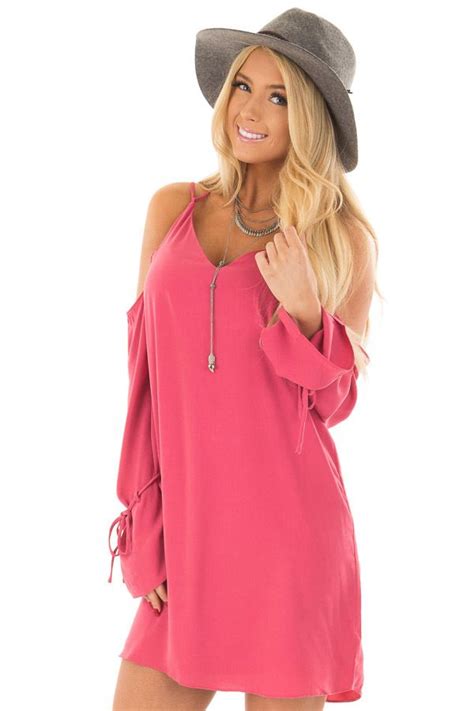 Lime Lush Boutique Berry Cold Shoulder Dress With Sleeve Tie Details 42 99