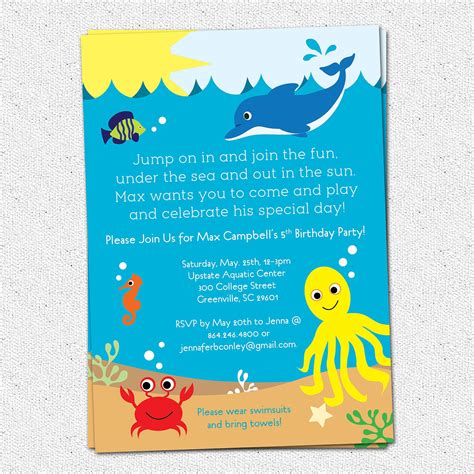 Under The Sea Birthday Party Invitation Printable Boy Or