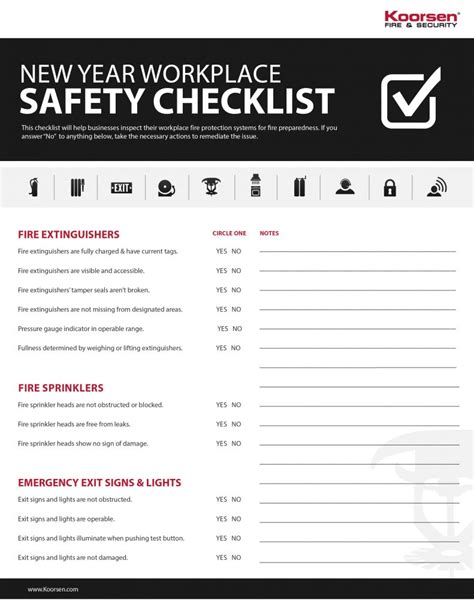 New Years Workplace Safety Checklist Koorsen Fire And Security