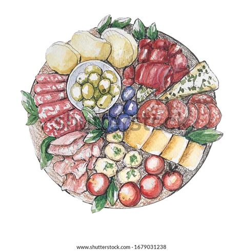 Watercolor Charcuterie Over Royalty Free Licensable Stock