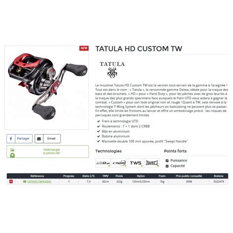 Tatula HD Custom TW 153 SHL Moulinet Bait Casting Daiwa TATHDCTW153SHL