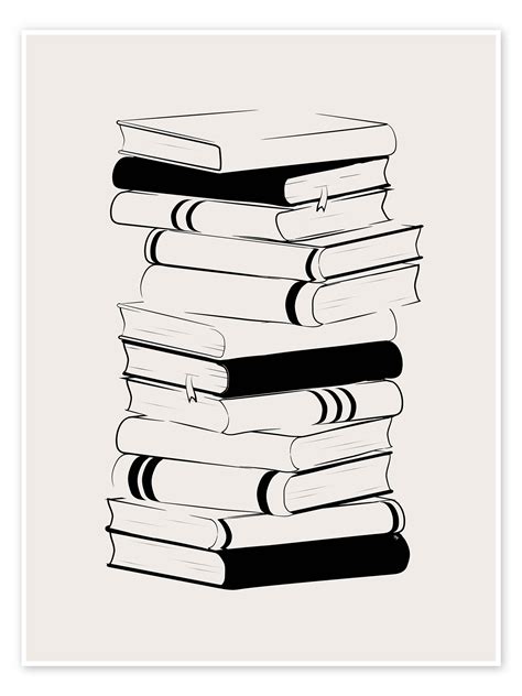 My Book Collection Print By Martina Illustration Posterlounge