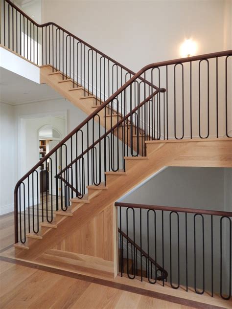 Ltfs stair handrail natural wood, pine staircase railing handrails, elderly and children wall railings, modern american style, multiple sizes. Interior Railings - Compass Iron Works | Interior railings, Iron railing, Stair railing design