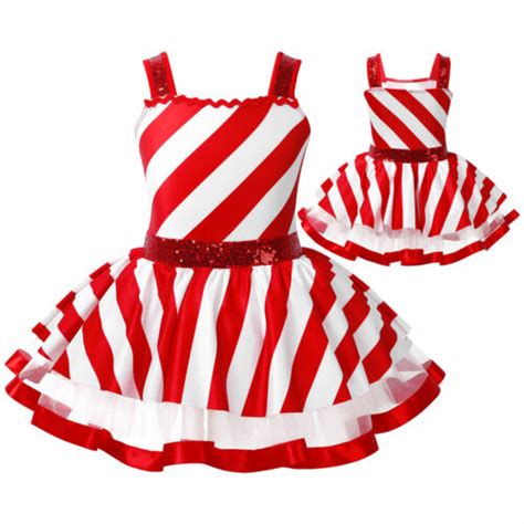 Toddlers Girls Christmas Dance Costume Sequins Striped Mesh Tutu Skirt