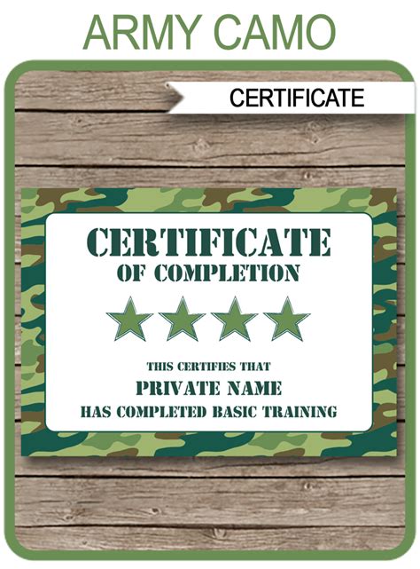 Army Certificate Of Training Template