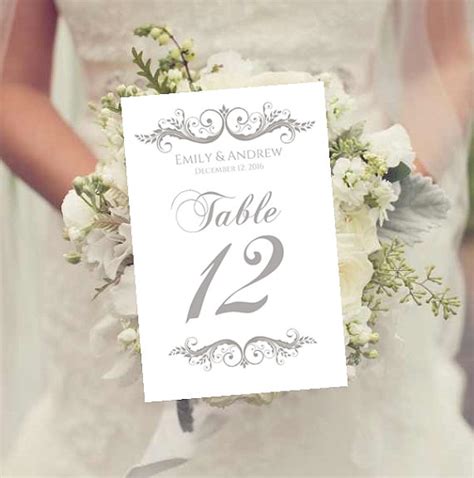 Wedding Table Numbers Template Instant Download Charcoal Gray Printable