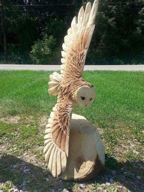 This Is An Owl Carved From A Tree Stump Amazingly Real Wood Carving
