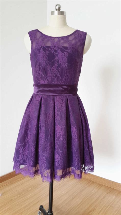 2015 A Line Dark Purple Lace Short Bridesmaid Dress 2429677 Weddbook
