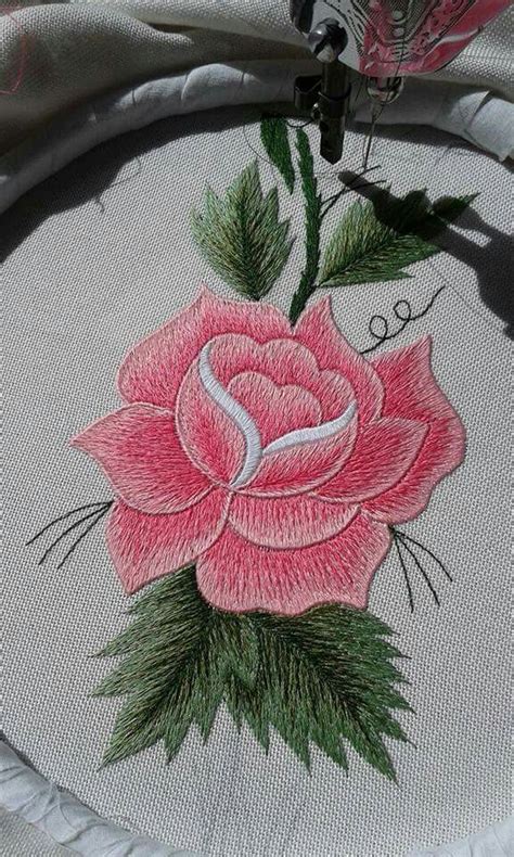 Ribbon Flowers Red Roses Embroidery Bordado Rosas Bordadas Y