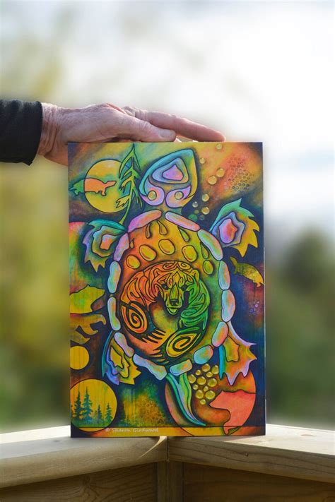 Spirit Turtle Animal Clan Abstract Energy Painting Wall Etsy Canada