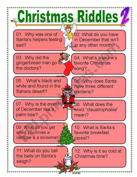Christmas Riddles Worksheet