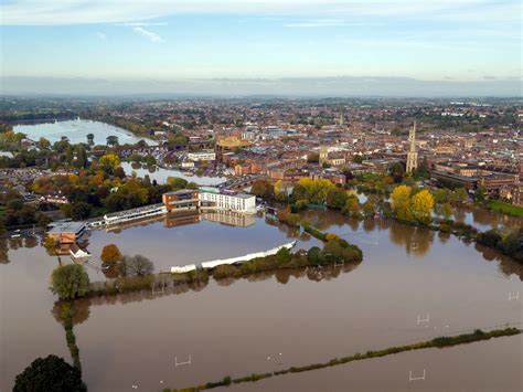 Aerial Views Show The Extend Of The Flooding From The River Severn