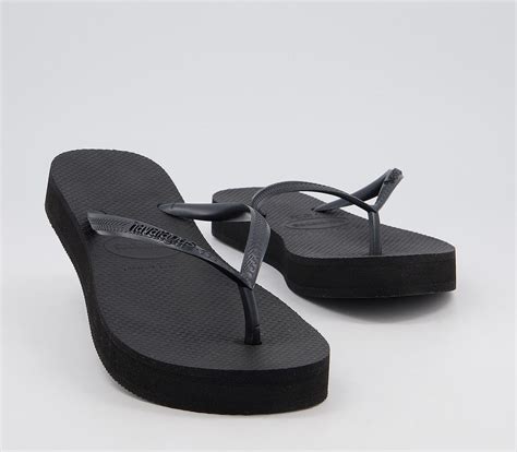 Havaianas Slim Flatform Flip Flops Black Womens Sandals