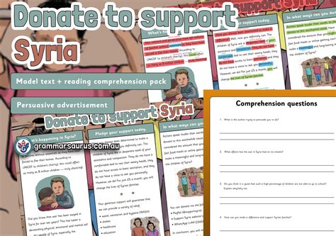 Year 5 Model Text Persuasive Donate To Support Syria Grammarsaurus Australia