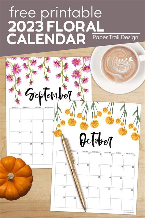 Free Printable 2023 Floral Calendar Paper Trail Design In 2022