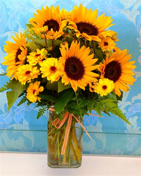 Delightful Sunflower Vase Bouquet In Downey Ca Chitas Floral Designs