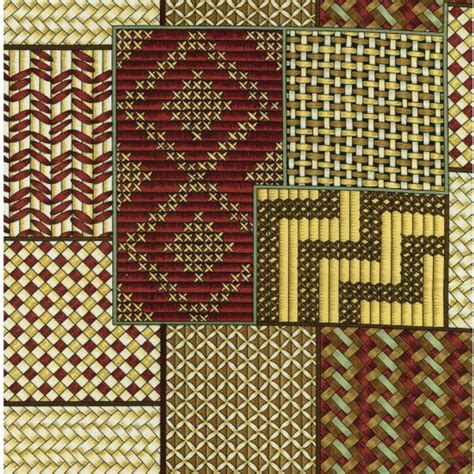 New Zealand Maori Kiwi Kete Traditional Design Cotton Quilting Fabric 1