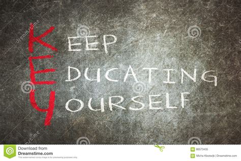 Key Keep Educating Yourself Acronym Message Bubble Education Concept