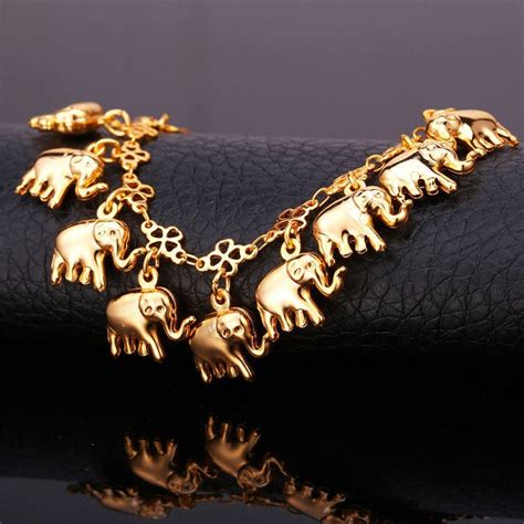 18k Gold Platinum Plated Elephant Anklet Bracelets Elephant Anklet