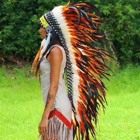 Orange War Bonnet 130cm Indian Headdress Novum Crafts