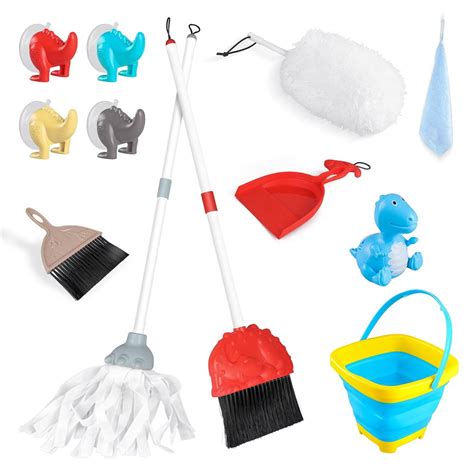 Merkmak Mop Broom And Dustpan Set 8 Piece Kids Cleaning Set Mini