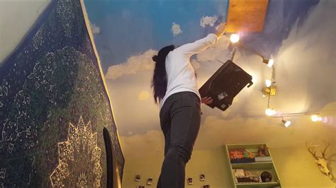 Do you need tips and tricks for how to paint your ceiling without killing. Ceiling Painting | SKY & CLOUD MURAL | Sped-Up - YouTube