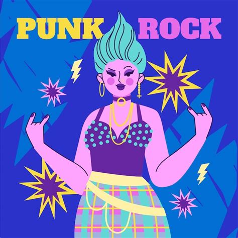 Free Vector Flat Design Punk Rock Illustration