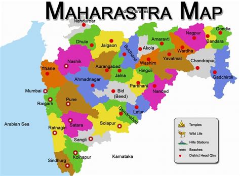 Map Of Maharashtra Districtwise Maharashtra Map Pilgrimage Centres In