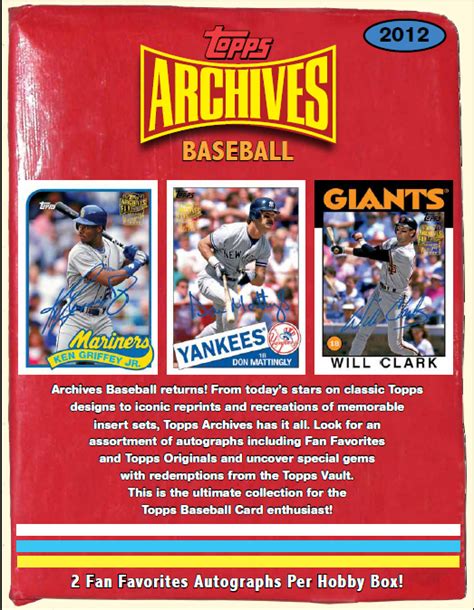 One relic card per box! South Bay Baseball Cards: 2012 Topps Archives Baseball Hobby Box