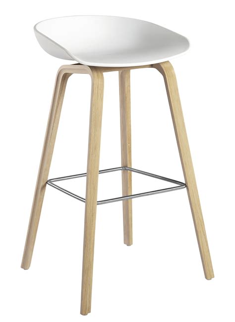 34 ash bar stool leg. About a stool AAS 32 Bar stool - H 75 cm - Plastic & wood legs White & Natural wood base by Hay