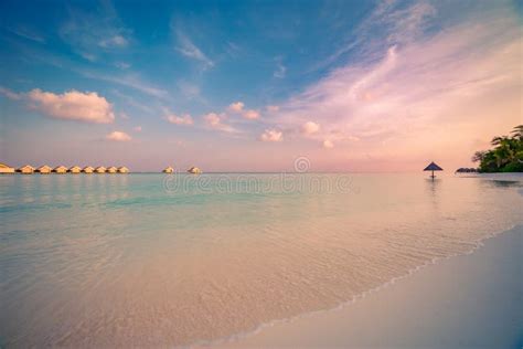 Amazing Beach Sunset Maldives Islands Villas Colorful Sky Clouds