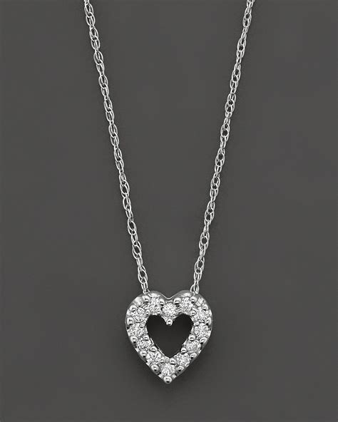 Small Diamond Heart Pendant In 14k White Gold 010 Ct Tw