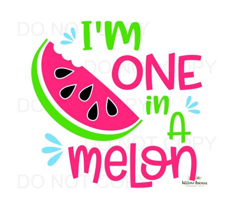 One In A Melon Svg Digital Cut File For Silhouette Cameo Etsy