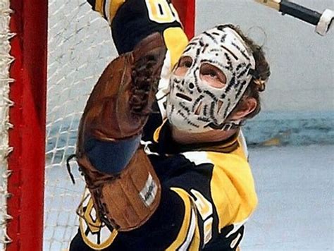 Gerry Cheevers Wearing His Famous Goalie Mask Boston Bruins Hockeygods