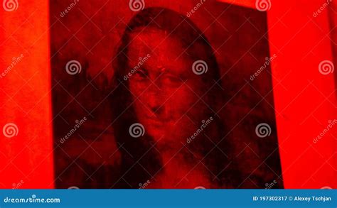 Mona Lisa Portrait In Red Negative Stock Image Image Of Room Life