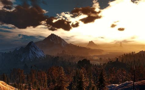 Nature Landscape Trees Mountains Clouds The Witcher 3 Wild Hunt