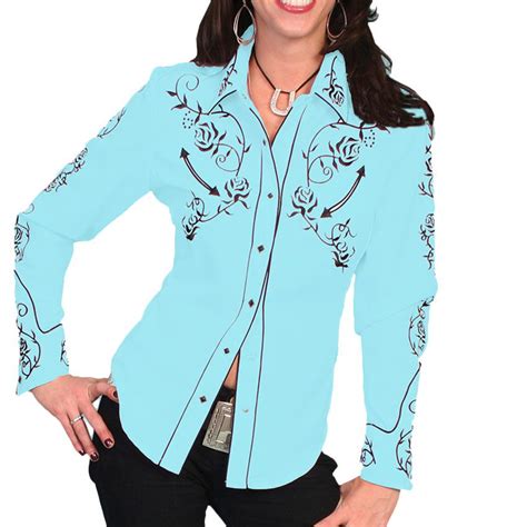 Scully Women S Floral Embroidered Retro Western Shirt Western Show