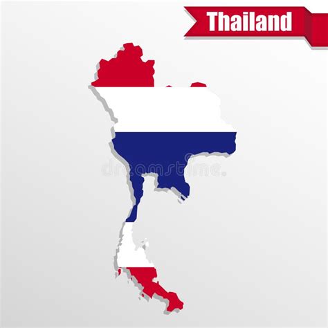 Thailand Map With Flag Inside And Ribbon Stock Illustration Illustration Of Flag Continent