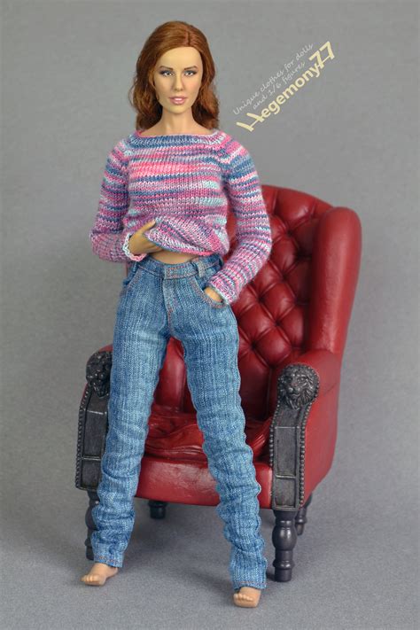 Phicen Tbleague Female Figure Doll In 16 Scale Hand Washed Denim Jeans