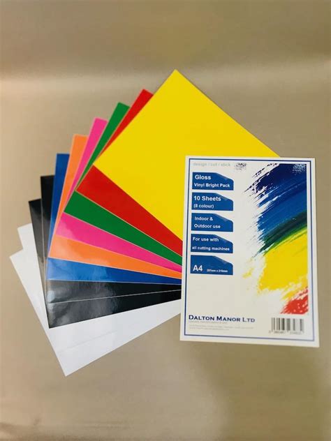 Self Adhesive Vinyl 8 Assorted Colour Pack Of 10 A4